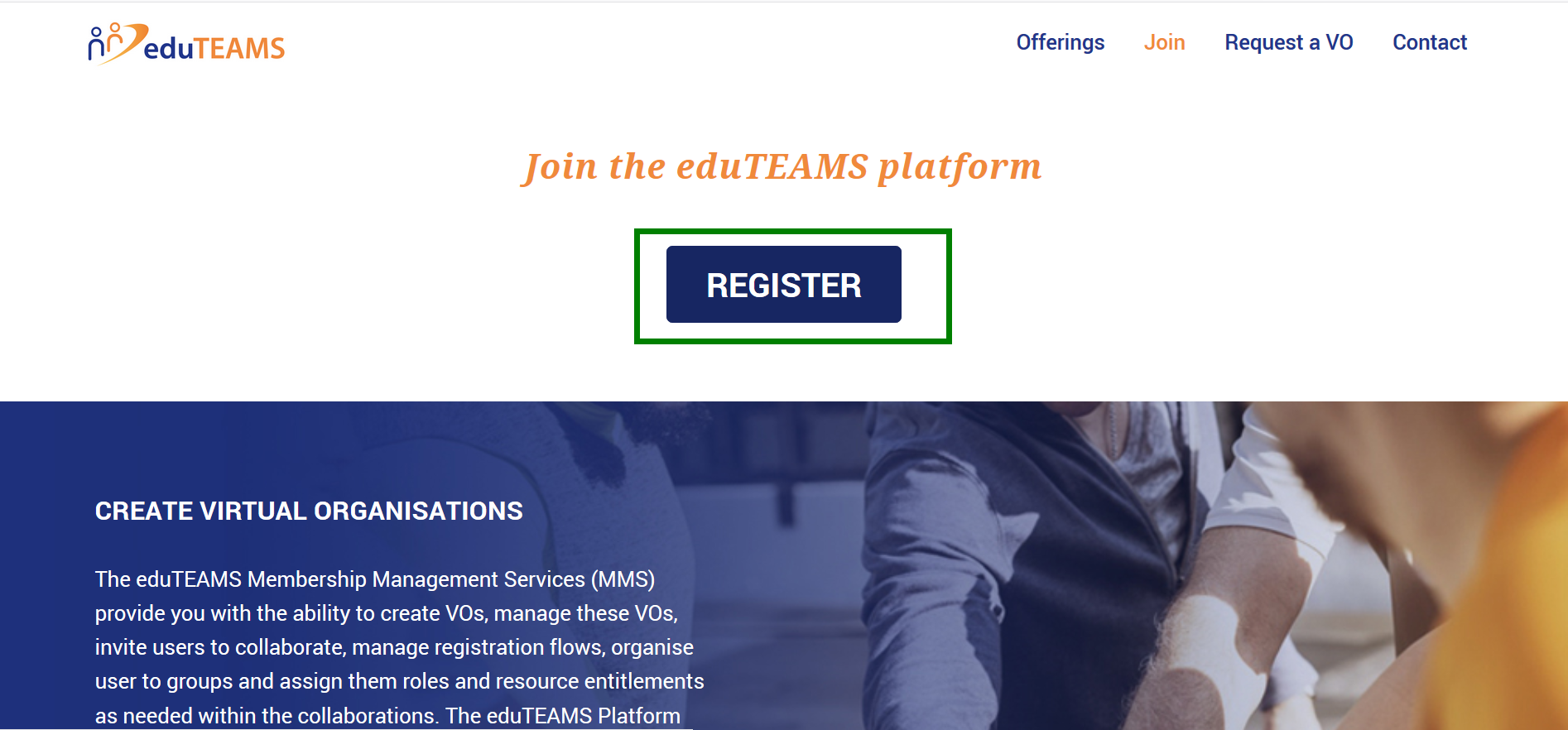 Registration to eduTEAMS
